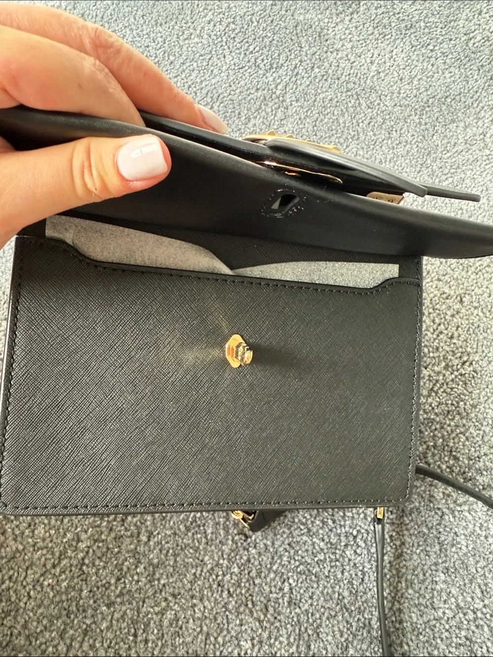 Michael Kors Black Crossbody with Gold MK Emblem